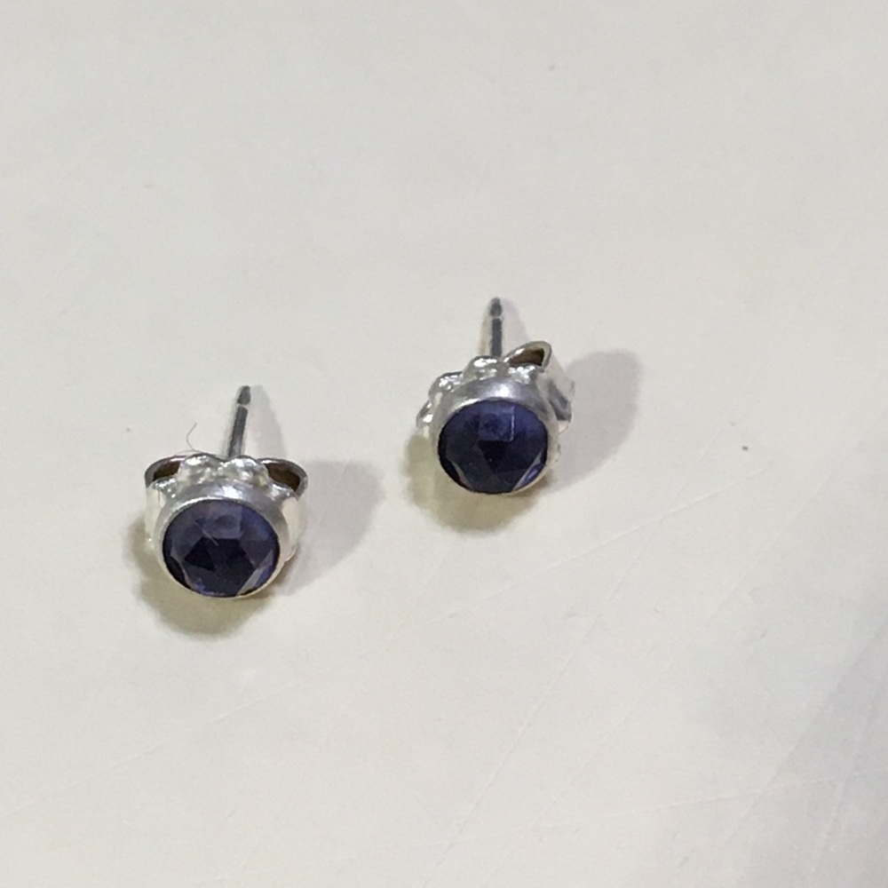 SINGLE Iolite 4mm Rose-cut Sterling SINGLE Silver Stud Earring—READ DETAILS